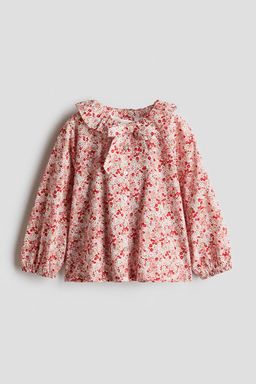 H&M - Girls Red Frill-Colla Cotton Blouse