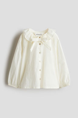 H&M - Girls White Frill-Colla Cotton Blouse