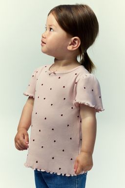 H&M - Girls Pink Printed Cotton Top