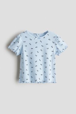 H&M - Girls Blue Printed Cotton Top