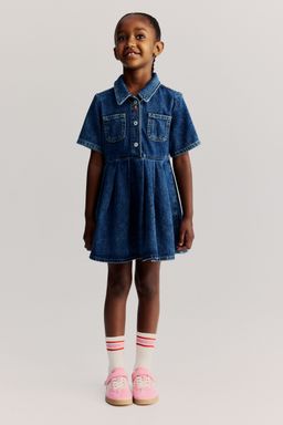 H&M - Girls Blue Pleated Denim Dress