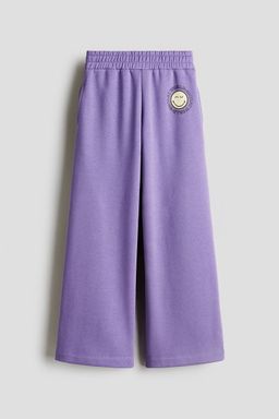 H&M - Girls Purple Wide Brushed-Inside Joggers