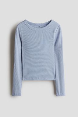 H&M - Girls Blue Ribbed Cotton Jersey Top