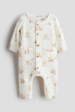 H&M - Boys White Printed Cotton Romper Suit