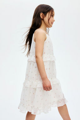 H&M - Girls White Frill-Trimmed Strappy Dress