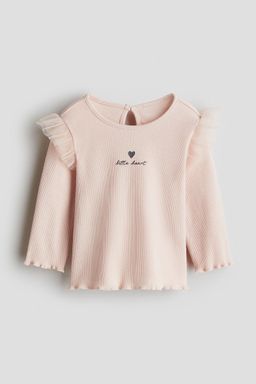 H&M - Girls Pink Frill-Trimmed Top