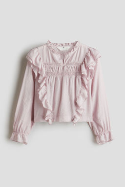 H&M - Girls Pink Frill-Trimmed Blouse