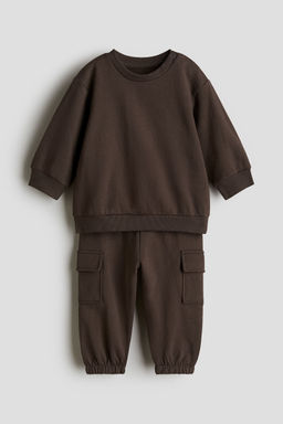 H&M - Boys Brown 2-Piece Brushed-Inside Sweatshirt Set