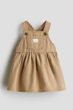 H&M - Girls Beige Cotton Twill Dungaree Dress