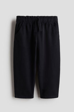 H&M - Girls Black Cotton Barrel-Leg Trousers