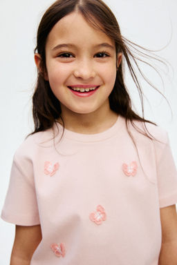 H&M - Girls Pink Motif-Detail T-Shirt