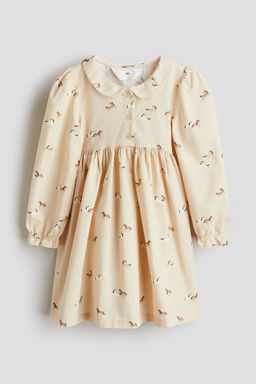 H&M - Girls Beige Printed Cotton Dress