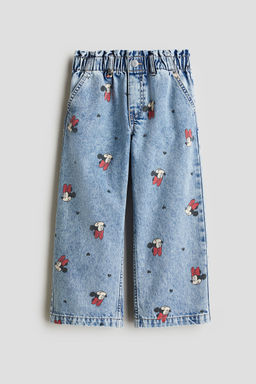 H&M - Girls Blue Motif-Detail Wide Leg Jeans