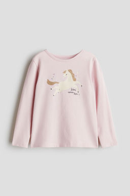 H&M - Girls Pink Printed Jersey Top