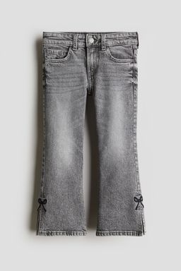 H&M - Girls Grey Embroidery-Detail Fla Leg Jeans