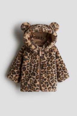 H&M - Girls Beige Patterned Fluffy Jacket
