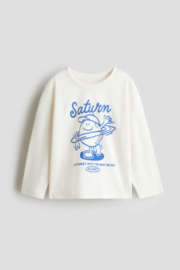 H&M - Boys White Motif-Detail Cotton T-Shirt