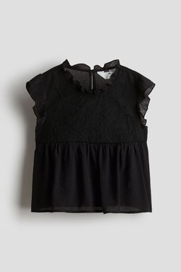 H&M - Girls Black Lace-Inset Blouse