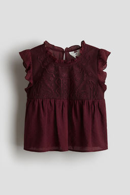 H&M - Girls Red Lace-Inset Blouse