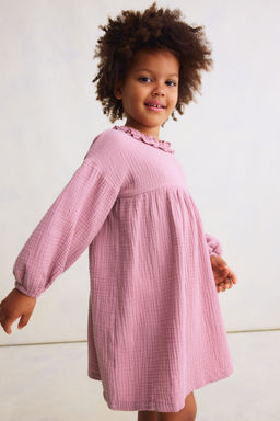 H&M - Girls Pink Cotton Muslin Dress