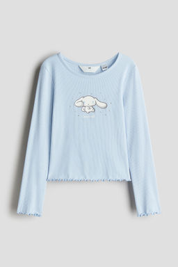 H&M - Girls White Print-Motif Cotton Top