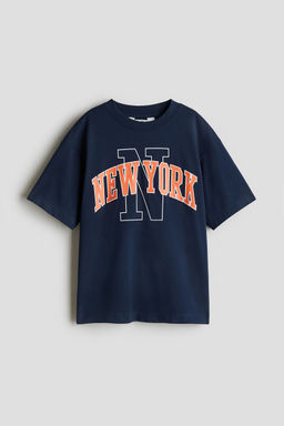 H&M - Boys Blue Printed Cotton T-Shirt