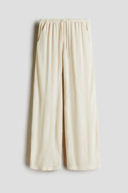 H&M - Girls Beige Crinkled Loose-Fit Trousers