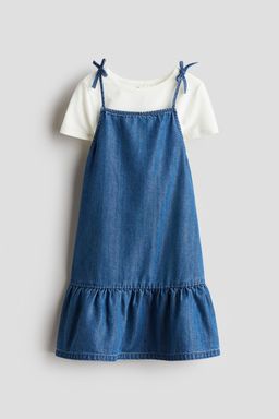 H&M - Girls Blue 2-Piece Strappy Dress And Top Set