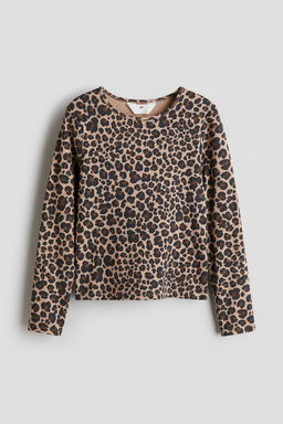 H&M - Girls Beige Long-Sleeved Cotton Jersey Top