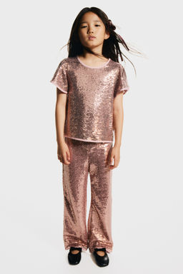 H&M - Girls Pink Sequined Trousers
