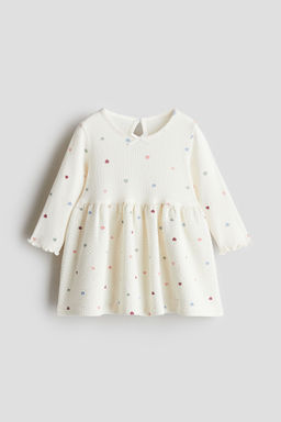 H&M - Girls White Ribbed Cotton Dress