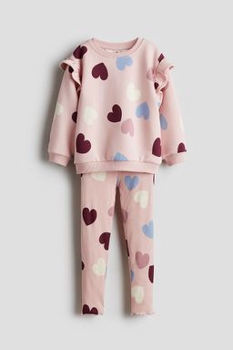 H&M - Girls Pink 2-Piece Sweatshirt And Leggings Set