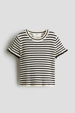 H&M - Girls Beige Rib-Knit Top