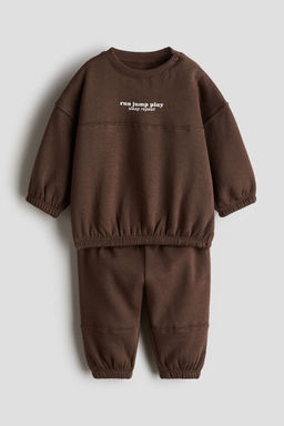 H&M - Boys Brown 2-Piece Brushed-Inside Sweatshirt Set