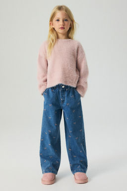 H&M - Girls Blue Wide Leg Paper Bag Jeans