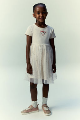 H&M - Girls White Motif-Detail Tulle Skirt Dress