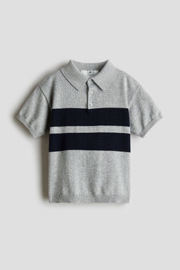 H&M - Boys Grey Cotton-Knit Polo Shirt