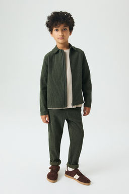 H&M - Boys Green Ribbed Velour Trousers