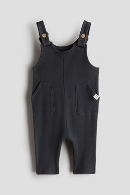 H&M - Boys Grey Waffled Cotton Dungarees