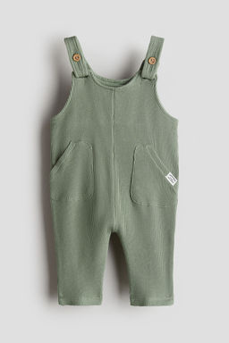 H&M - Boys Green Waffled Cotton Dungarees
