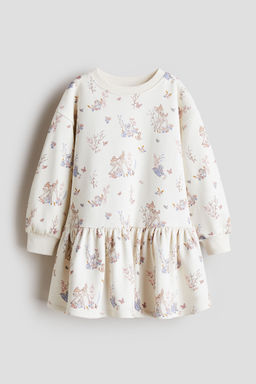 H&M - Girls White Printed Sweatshirt Dress