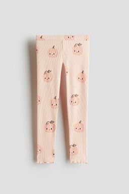 H&M - Girls Orange Ribbed Cotton Leggings