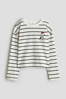 H&M - Girls White Printed Cotton Top