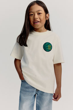 H&M - Boys White Printed Cotton T-Shirt