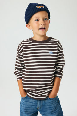 H&M - Boys Brown Long-Sleeved Cotton T-Shirt