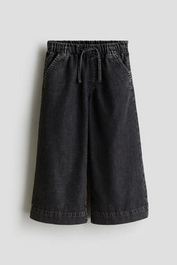H&M - Girls Black Loose-Fit Lightweight Denim Trousers