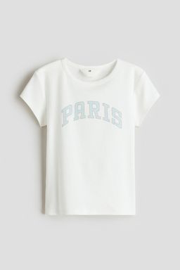 H&M - Girls White Cotton Jersey Top