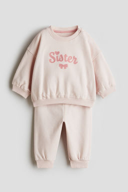 H&M - Girls Pink 2-Piece Sibling Sweatshirt Set