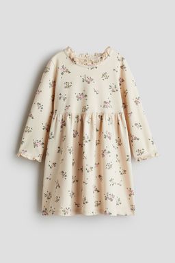 H&M - Girls Beige Printed Cotton Dress