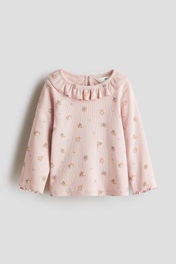 H&M - Girls Pink Ribbed Jersey Top
